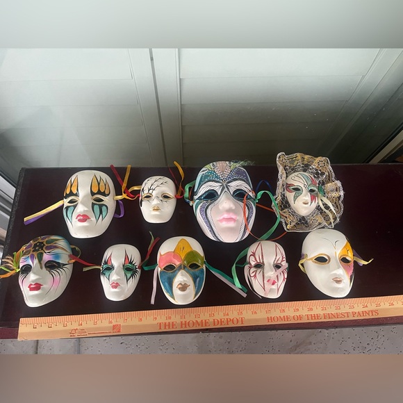 LOWSTART 🎭Lot of 10 Mardi Gras Masquerade Masks,  Ceramic Hand-Painted. 🎭 - Picture 2 of 13